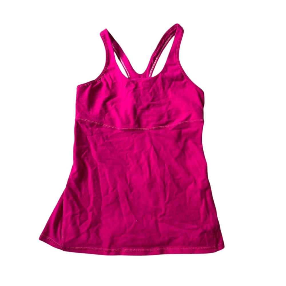 Lululemon Womans Racerback Hot Pink Mesh Back Workout Tank Top